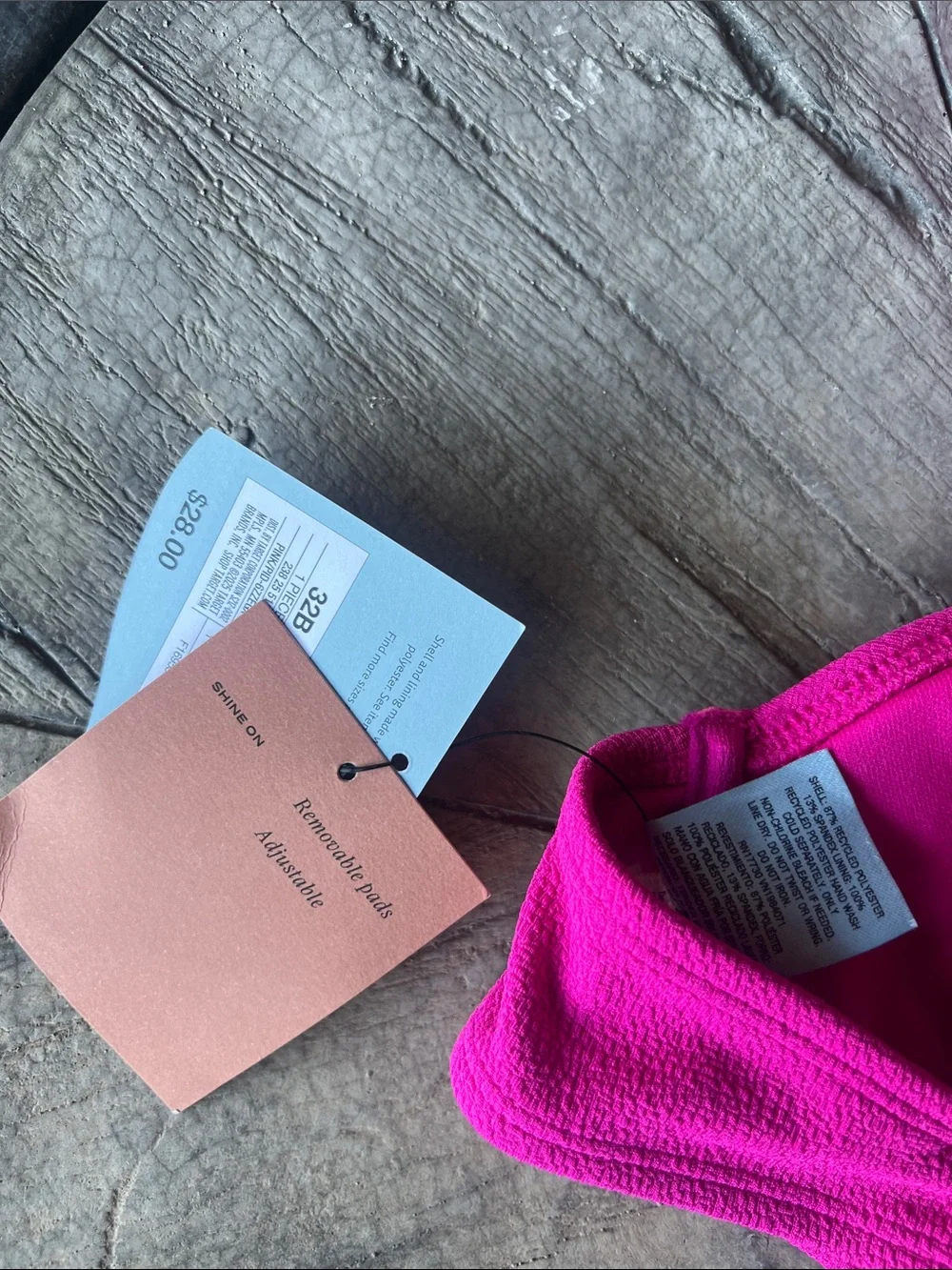 Shade & Shore Fuchsia Textured Swim Bralette B11